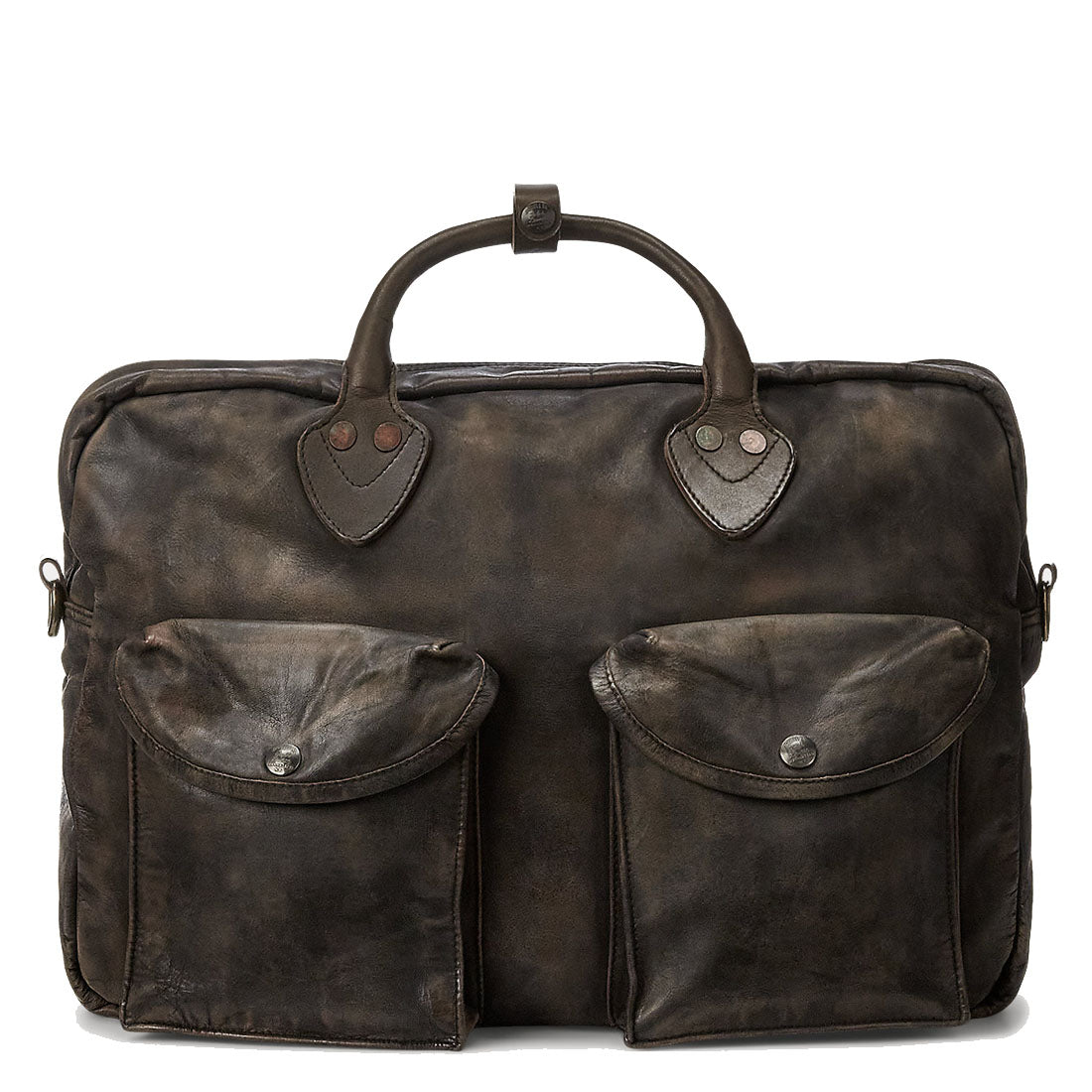 RRL by Ralph Lauren Leather Briefcase Dark Brown - The Sporting Lodge