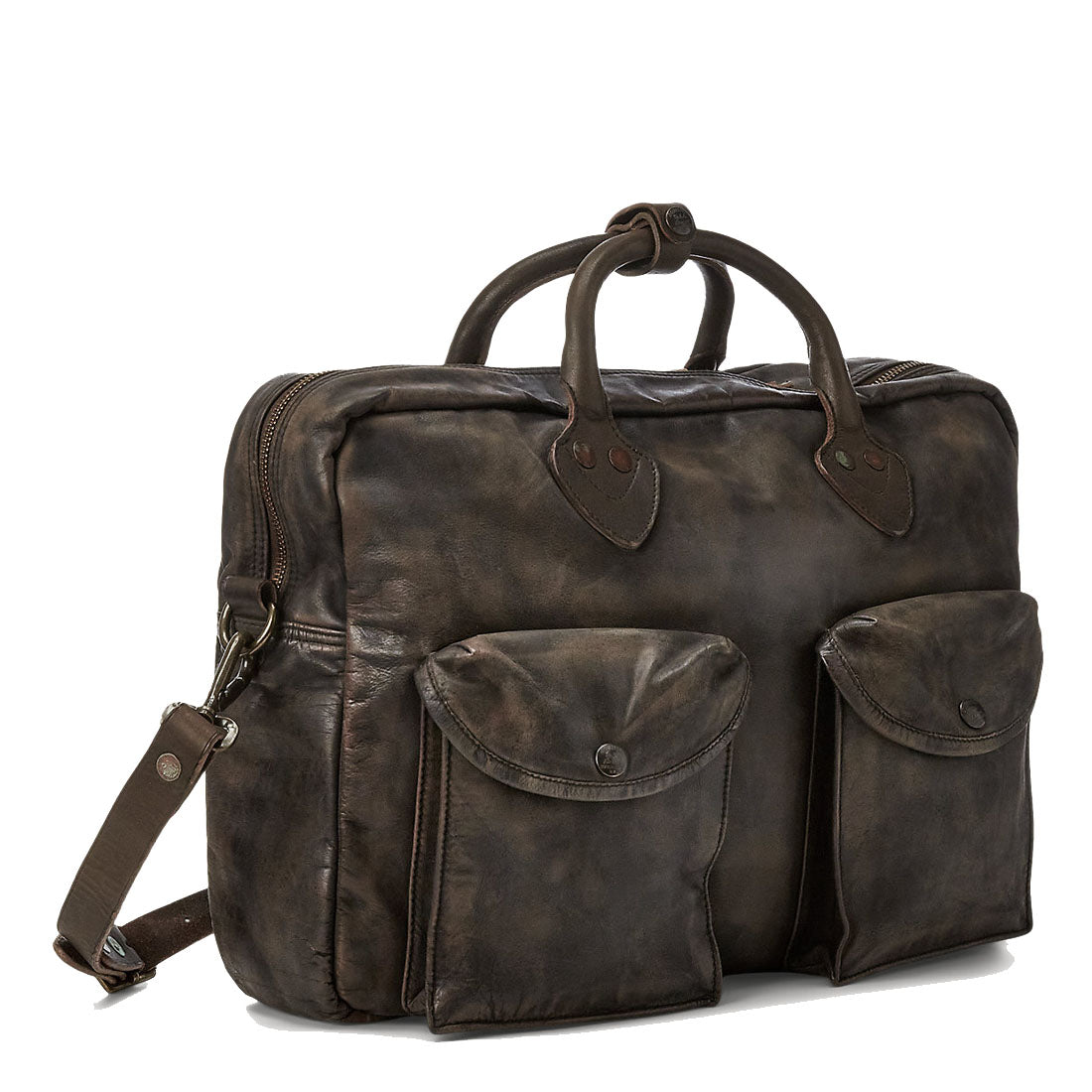 RRL by Ralph Lauren Leather Briefcase Dark Brown - The Sporting Lodge