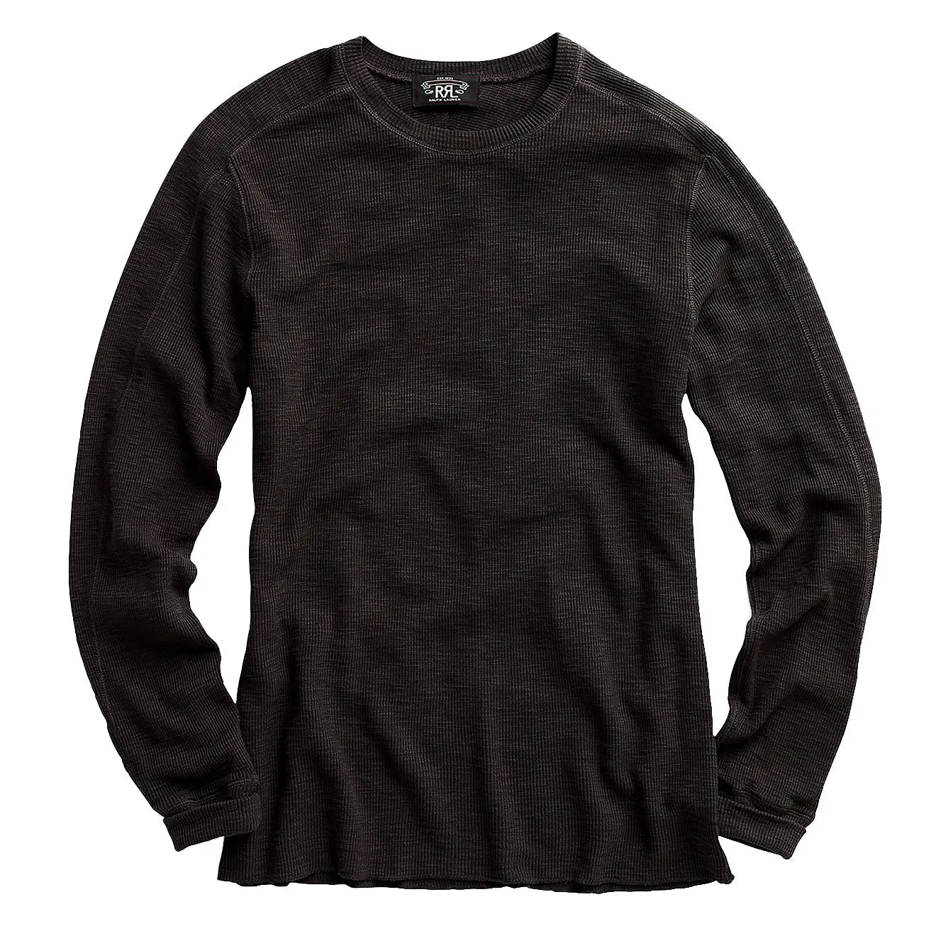 RRL by Ralph Lauren Textured Crew Neck L/S T-Shirt Faded Black Canvas - The Sporting Lodge