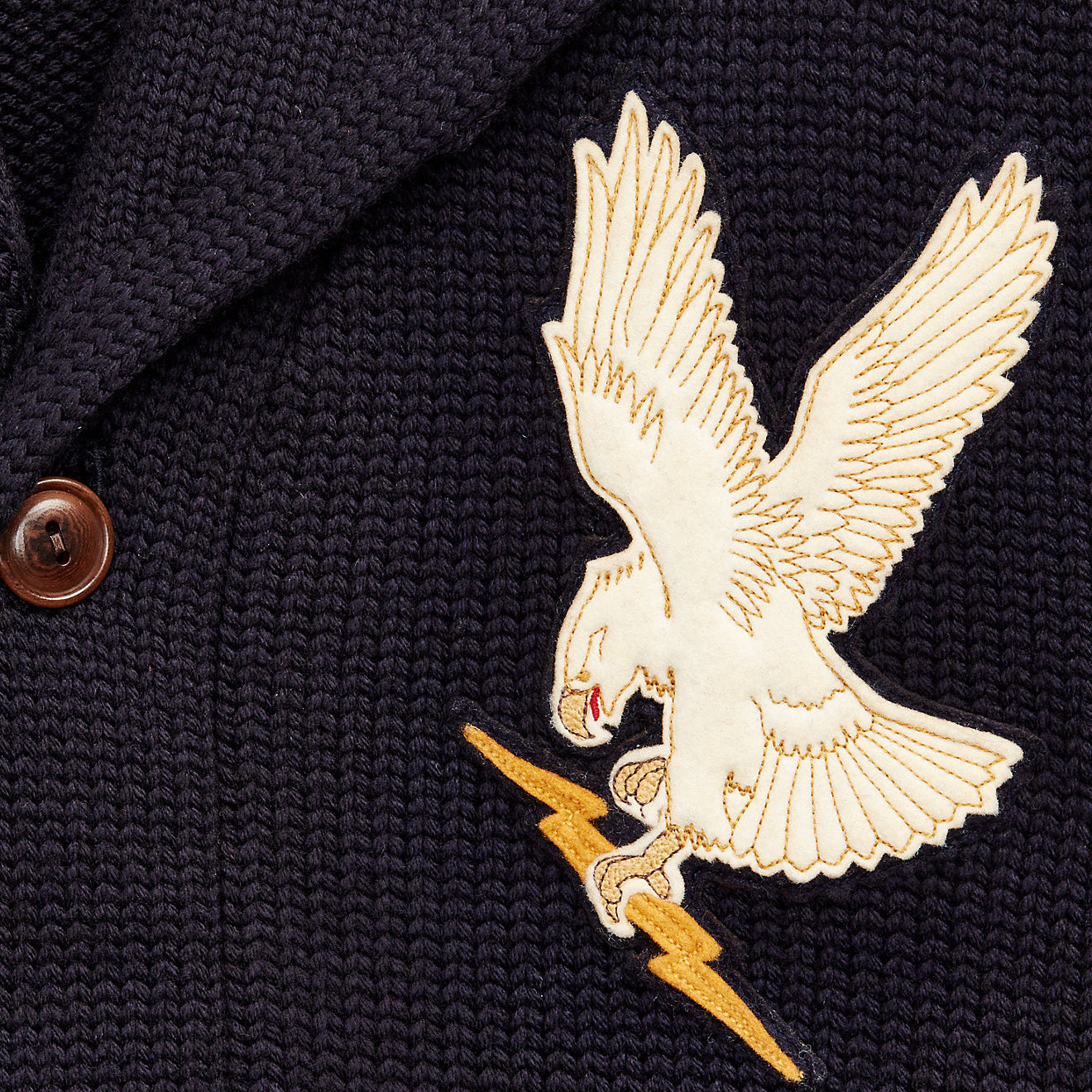 RRL by Ralph Lauren Appliqued Wool Cardigan Navy - The Sporting Lodge