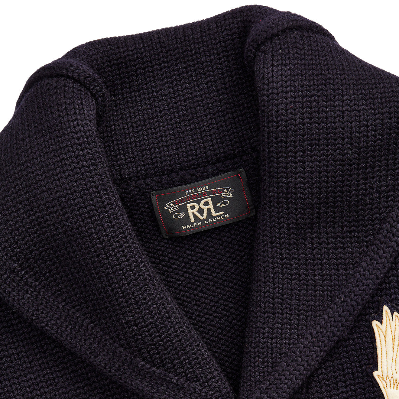 RRL by Ralph Lauren Appliqued Wool Cardigan Navy - The Sporting Lodge