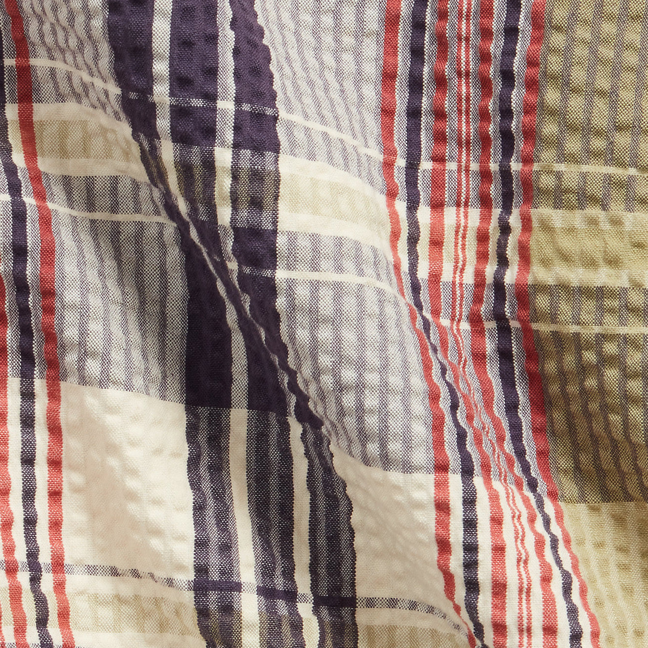 RRL by Ralph Lauren Officer Seersucker Madras Short Multi Blue - The Sporting Lodge