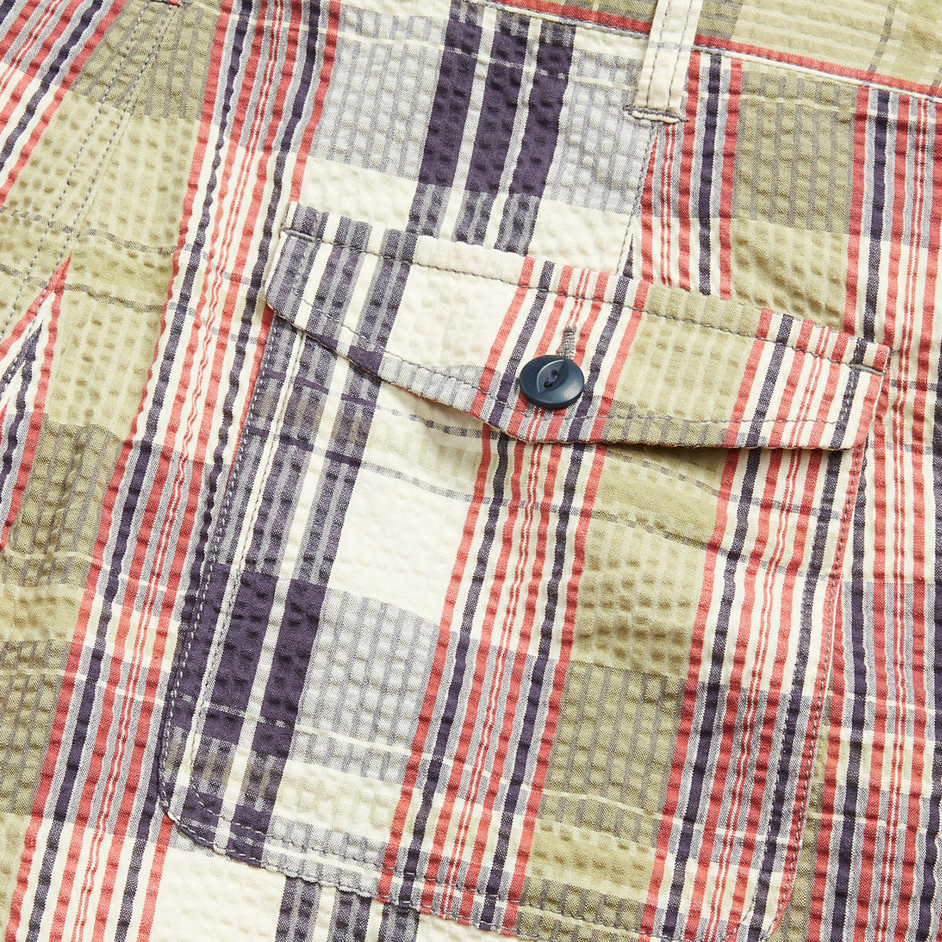 RRL by Ralph Lauren Officer Seersucker Madras Short Multi Blue - The Sporting Lodge