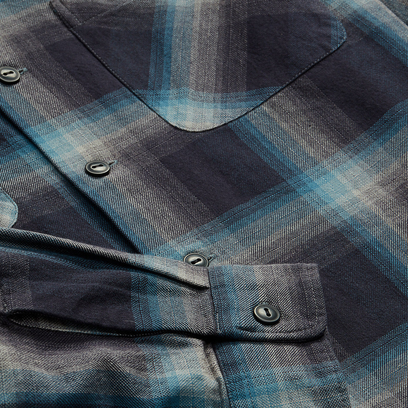 RRL by Ralph Lauren Plaid Jaspe Twill Camp Workshirt Black/Blue - The Sporting Lodge