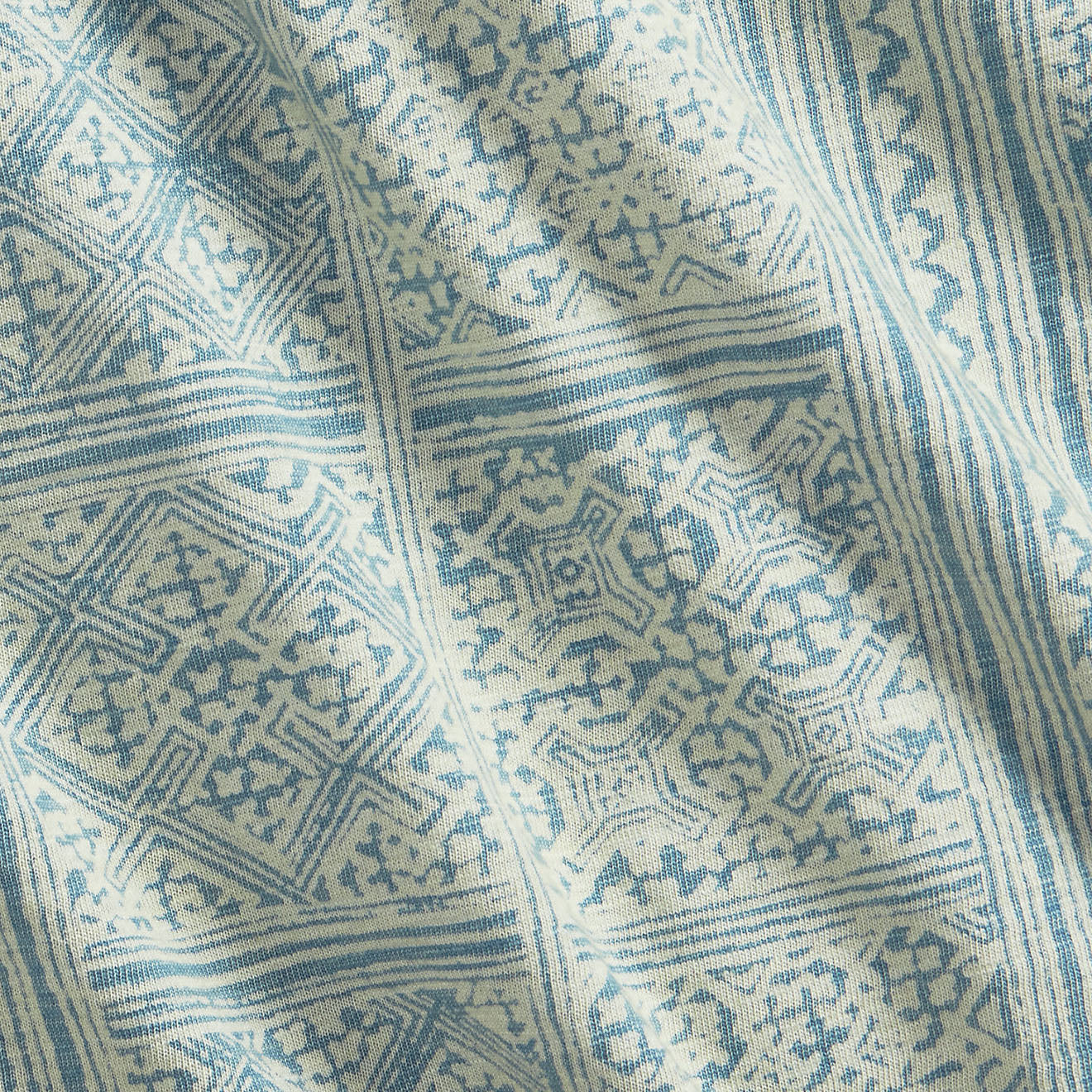 RRL by Ralph Lauren Print Indigo Jersey Camp Shirt Indigo/Cream - The Sporting Lodge