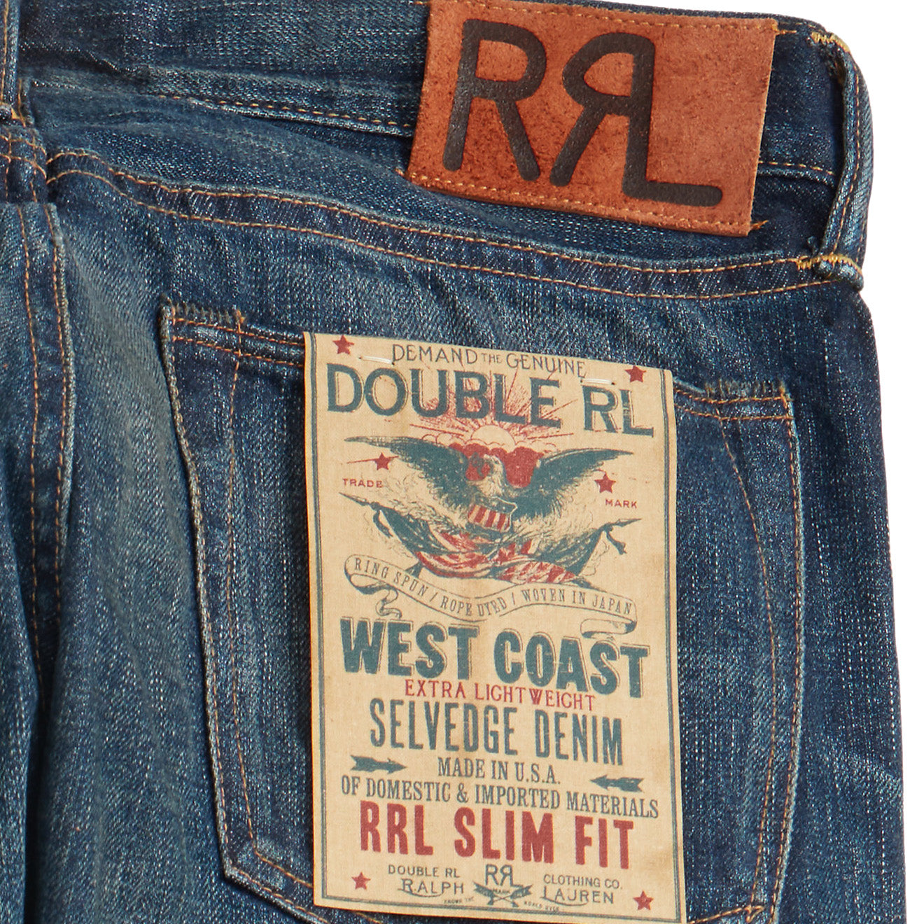 RRL by Ralph Lauren Slim Fit Ridgecrest Selvedge Jean Ridgecrest Wash - The Sporting Lodge