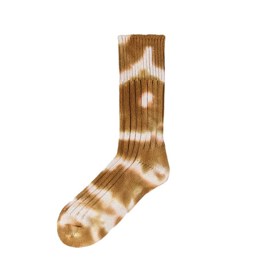 RoToTo Chunky Ribbed Tie Dye Crew Socks Light Brown / Beige - The Sporting Lodge