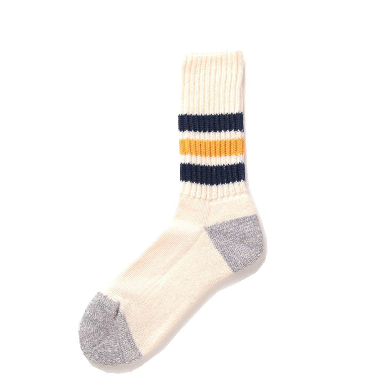 RoToTo Coarse Ribbed Oldschool Crew Socks Navy / Yellow - The Sporting Lodge