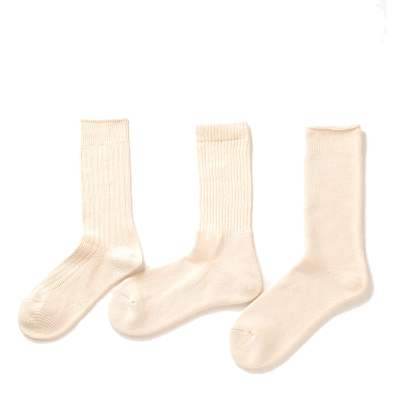 RoToTo Organic Daily 3 Pack Crew Socks Ecru - The Sporting Lodge