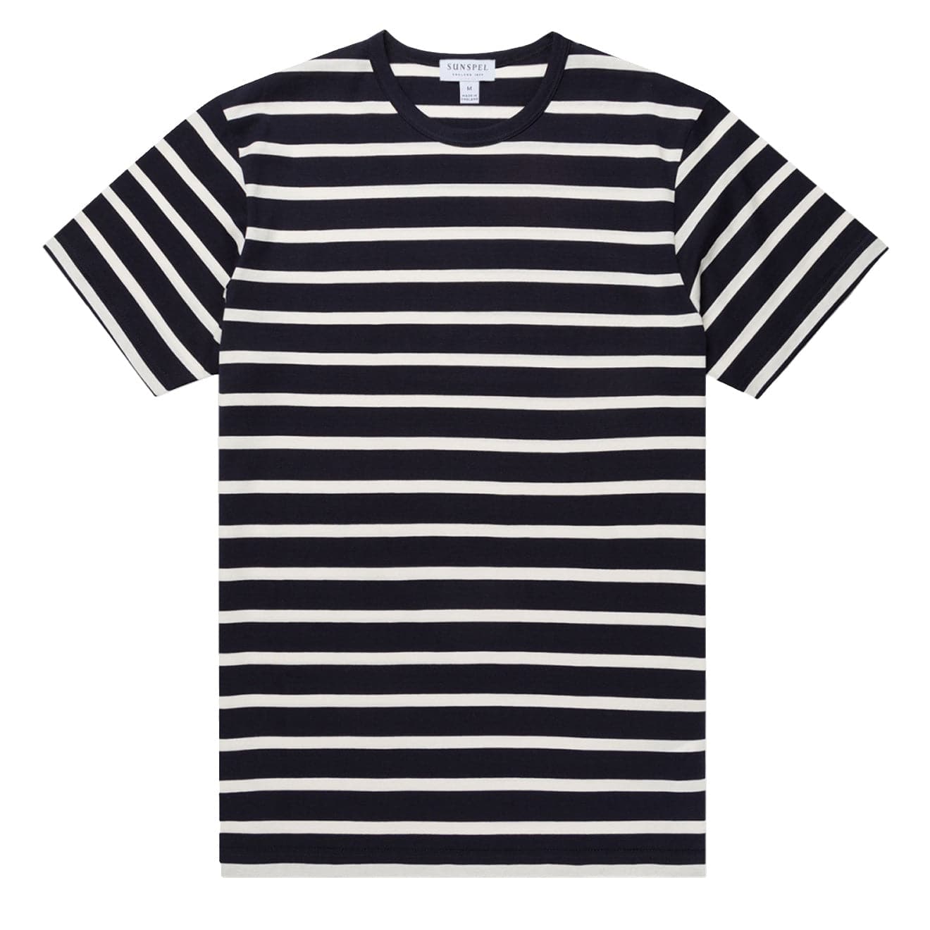 Sunspel Classic T-Shirt Navy / Ecru Breton Stripe - The Sporting Lodge