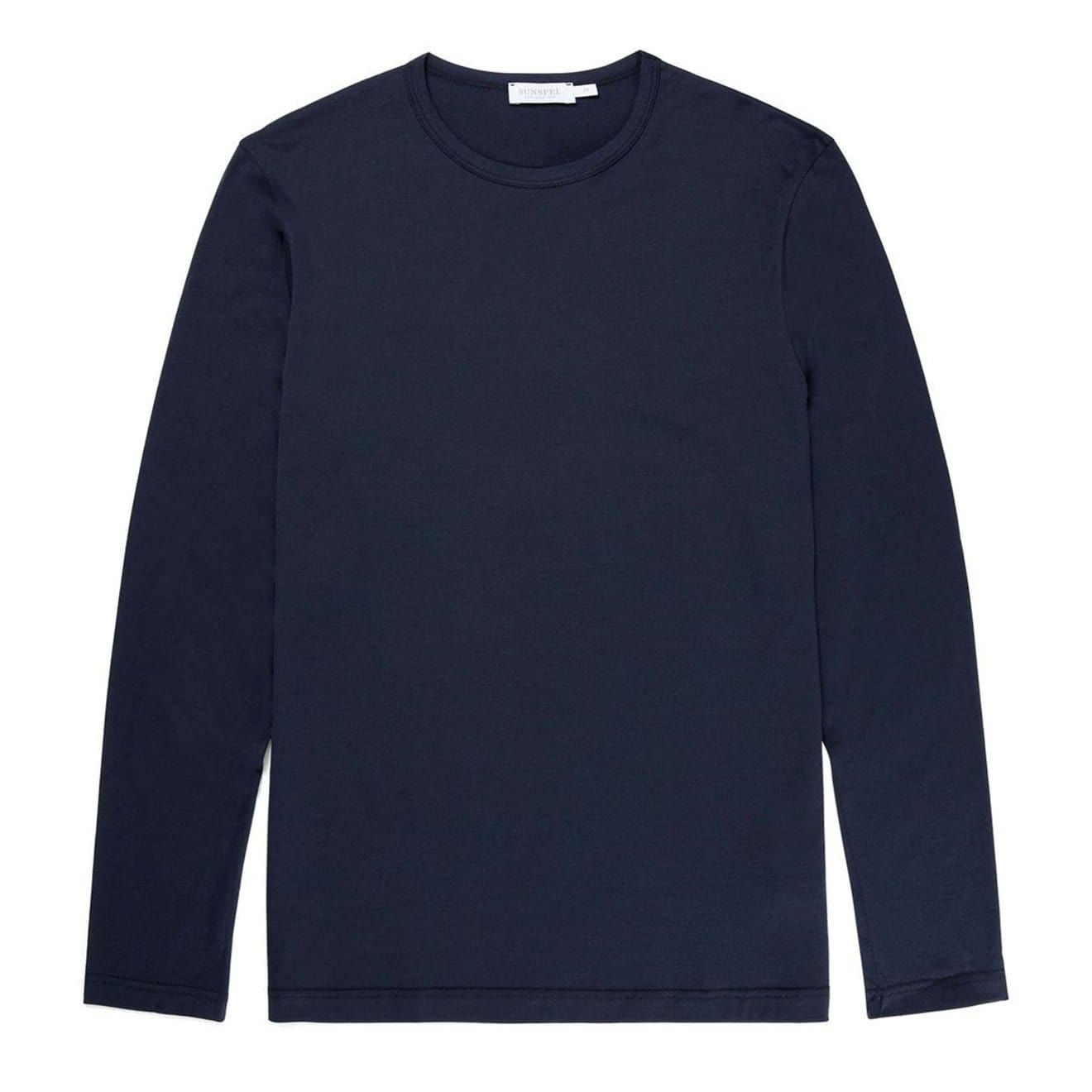 Sunspel Long Sleeve Crew Neck T-Shirt Navy - The Sporting Lodge