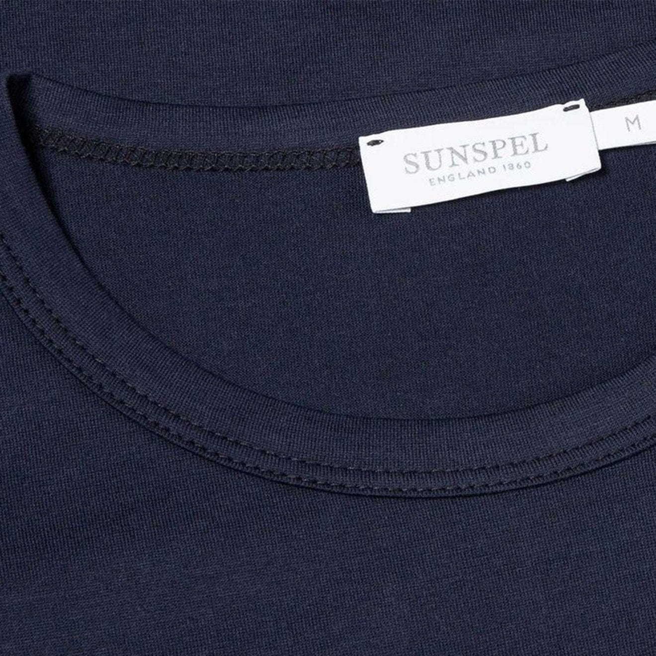 Sunspel Long Sleeve Crew Neck T-Shirt Navy - The Sporting Lodge