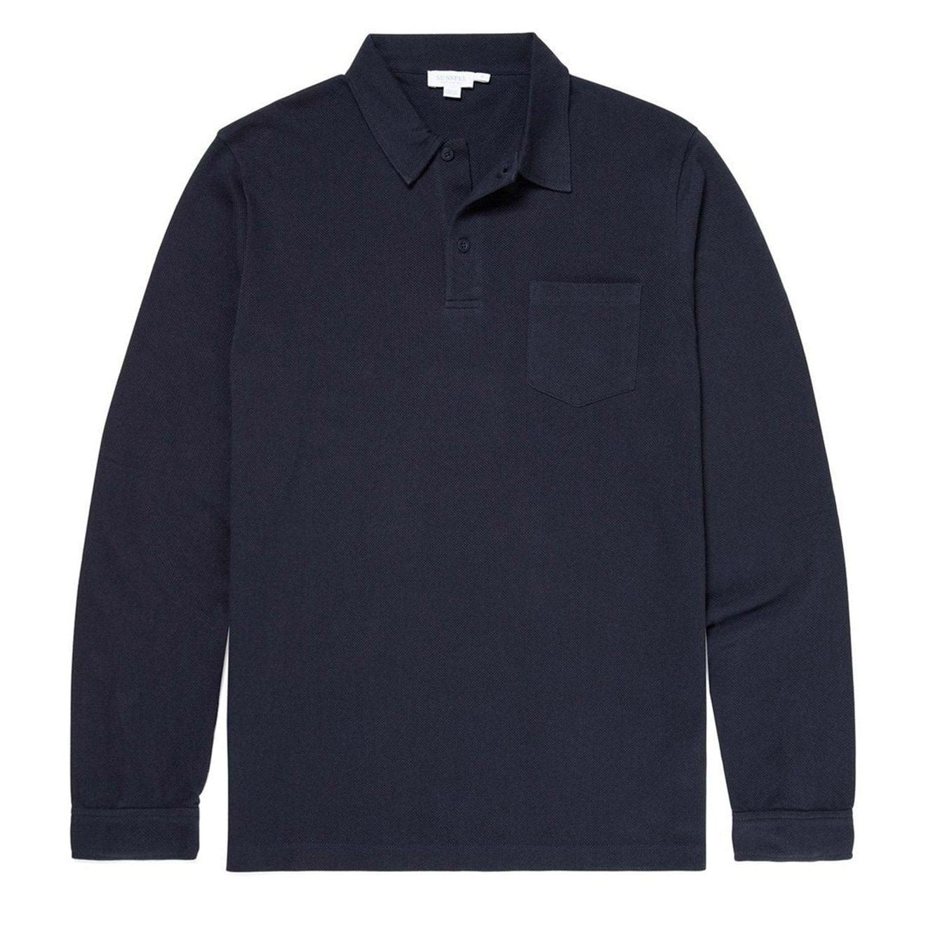 Sunspel Long Sleeved Riviera Polo Navy - The Sporting Lodge