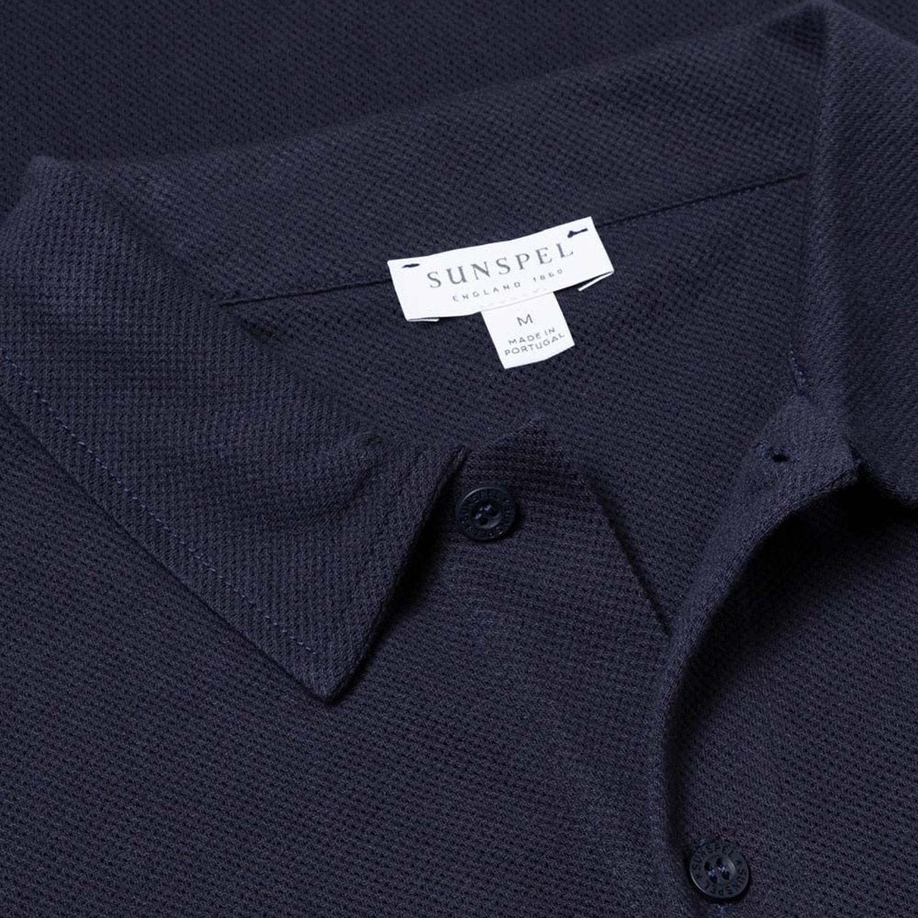 Sunspel Long Sleeved Riviera Polo Navy - The Sporting Lodge