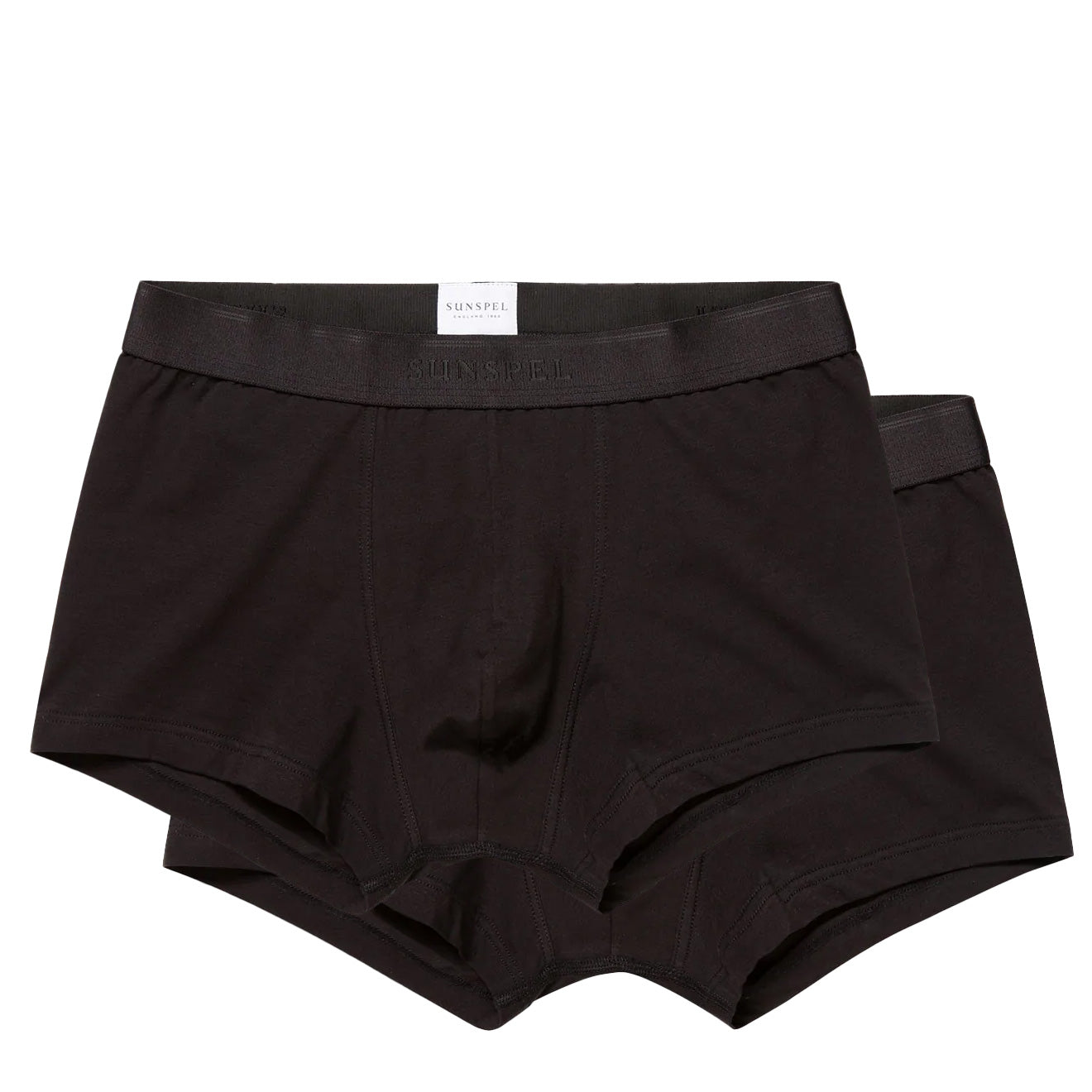 Sunspel Stretch Cotton 2 Pack Trunks Black - The Sporting Lodge