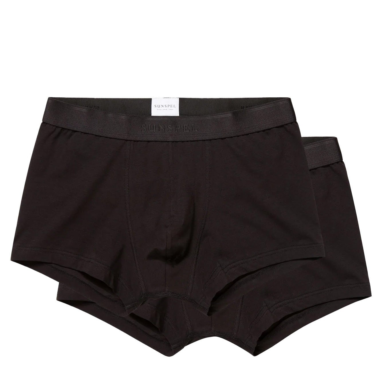 Sunspel Stretch Cotton 2 Pack Trunks Black - The Sporting Lodge