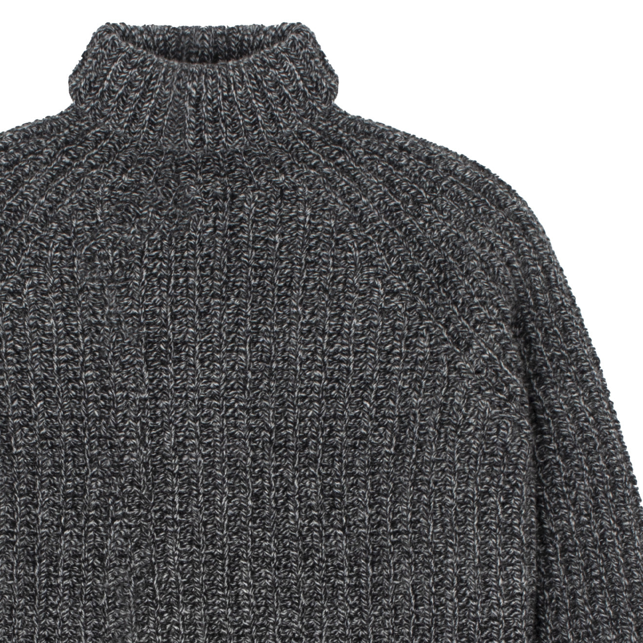 Sunspel Womens Chunky Roll Neck Jumper Black / Grey Twist - The Sporting Lodge