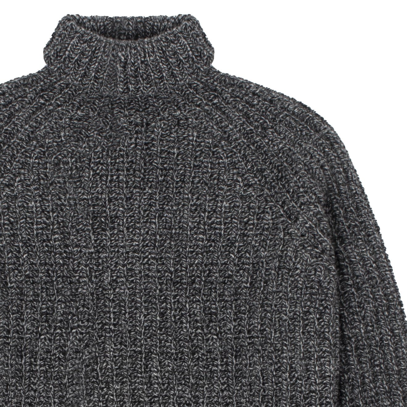 Sunspel Womens Chunky Roll Neck Jumper Black / Grey Twist - The Sporting Lodge