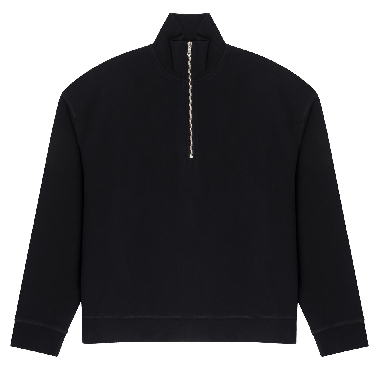 Sunspel Womens Half Zip Loopback Sweatshirt Black - The Sporting Lodge