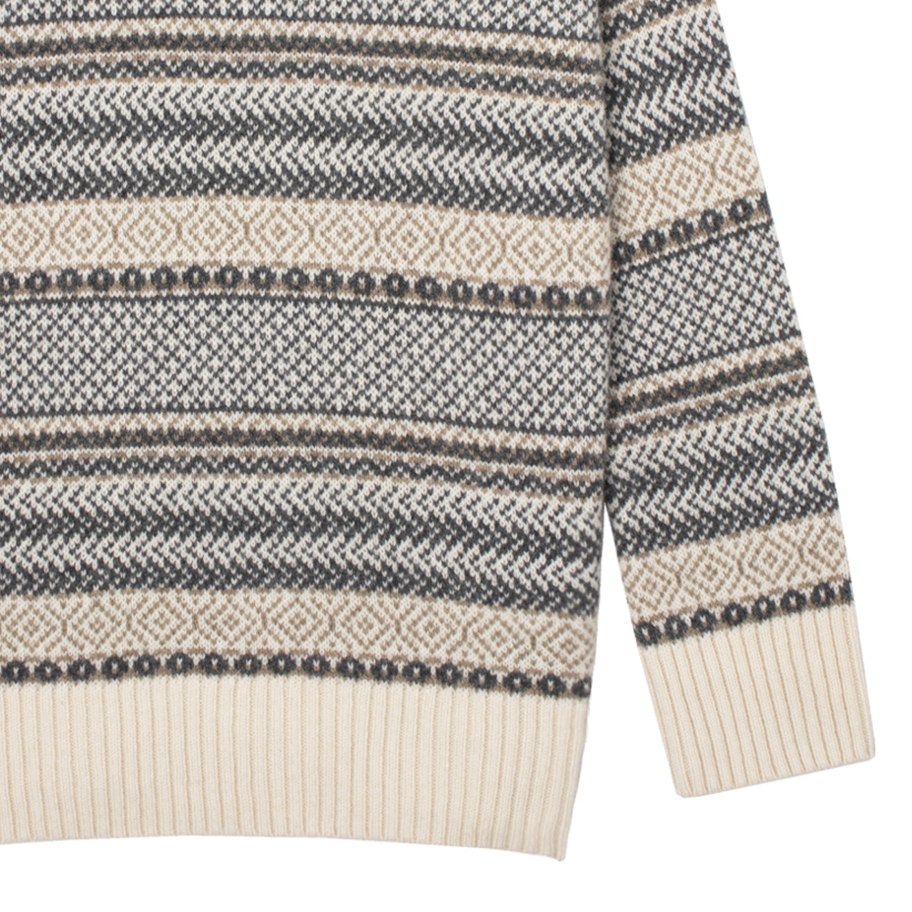 Sunspel Womens Lambswool Fairisle Jumper Ecru / Camel / Charcoal Fairisle - The Sporting Lodge