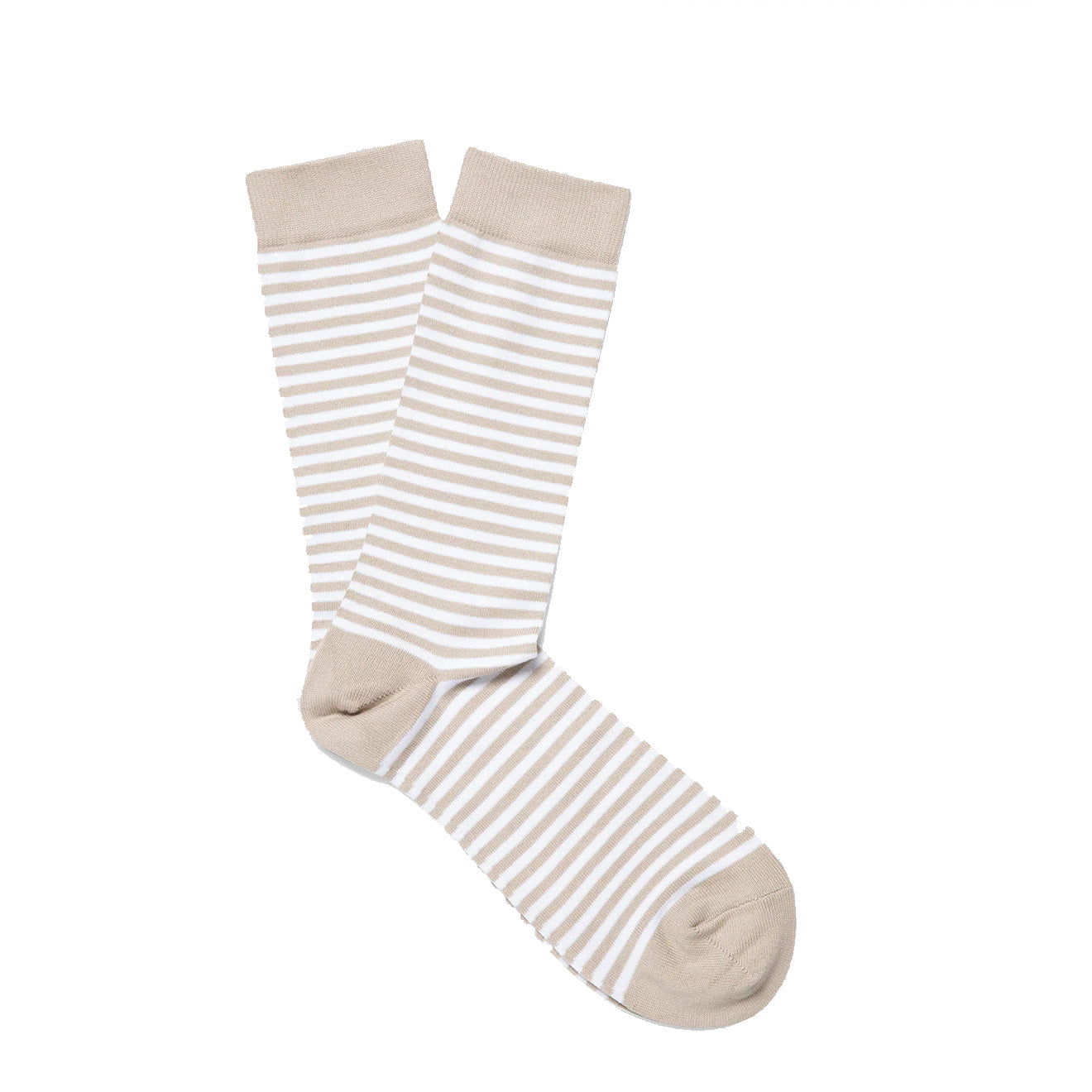 Sunspel Cotton Socks White / Light Sand English Stripe - The Sporting Lodge