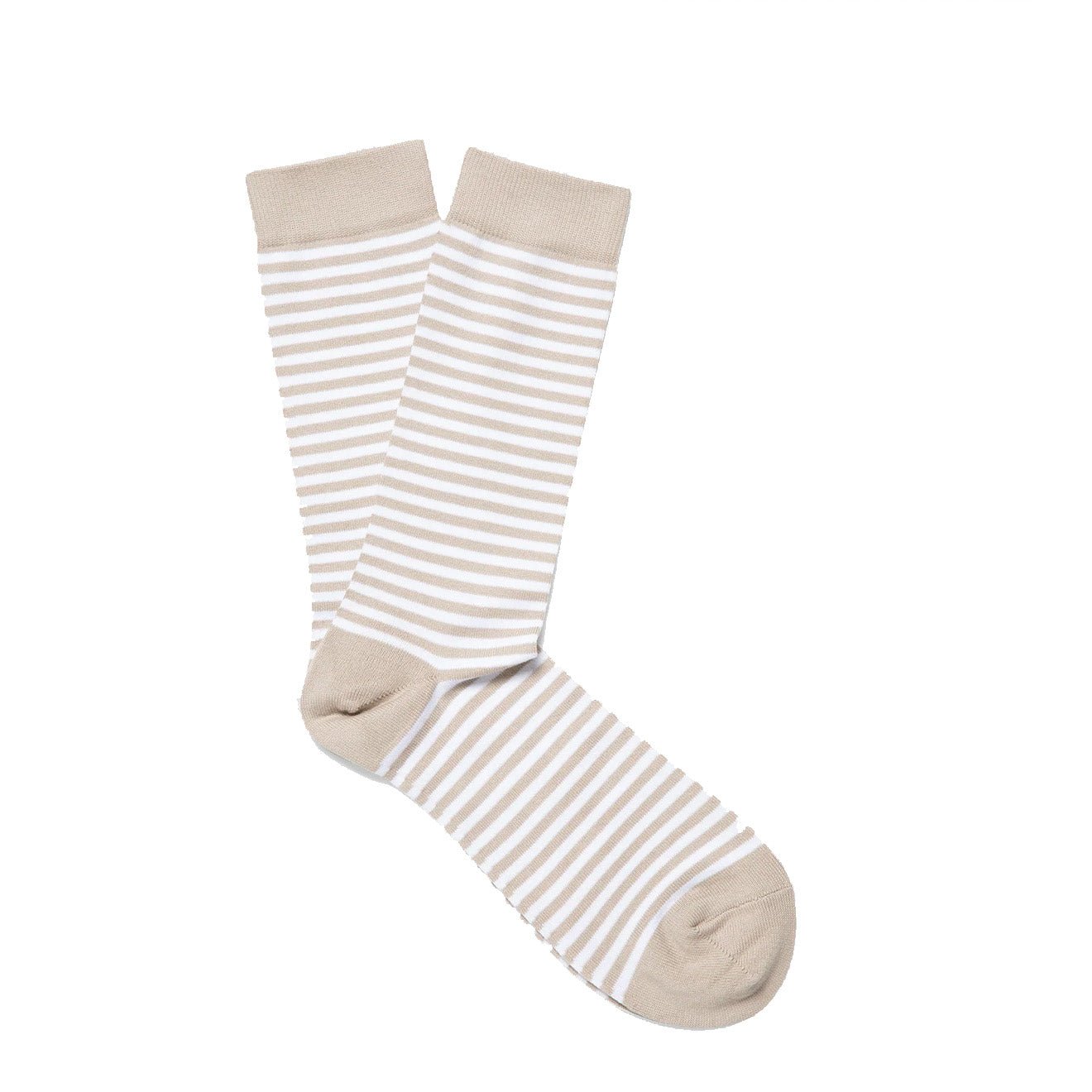 Sunspel Cotton Socks White / Light Sand English Stripe - The Sporting Lodge