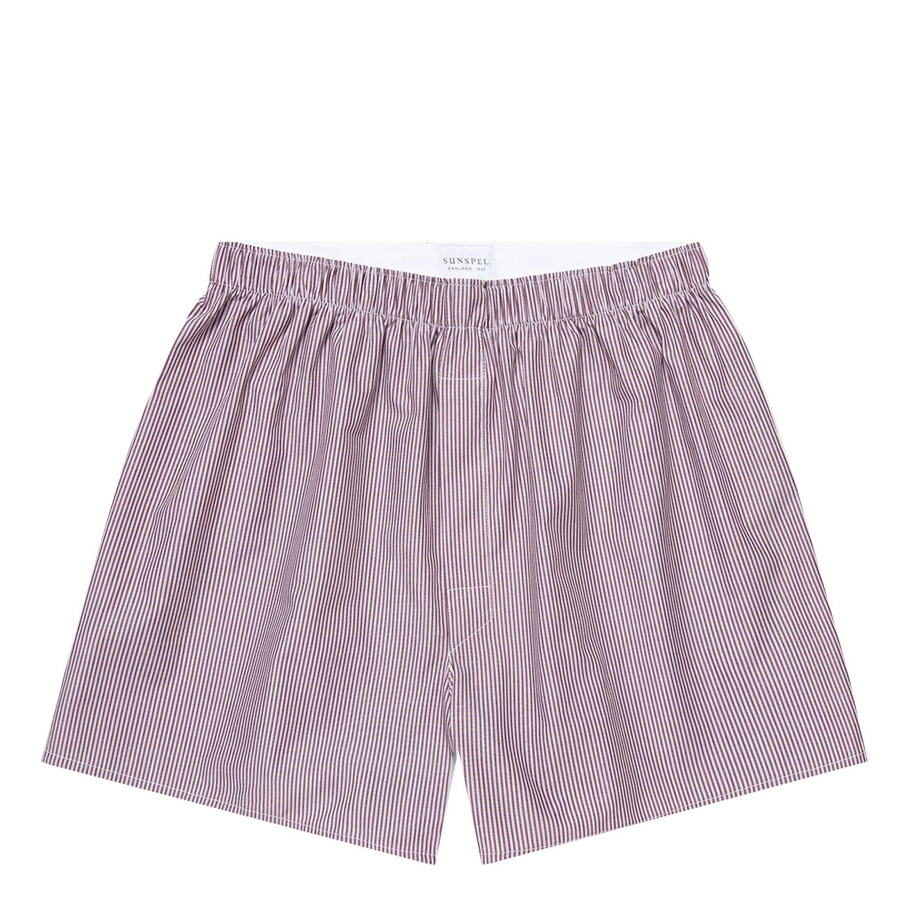 Sunspel Poplin Boxer Shorts Port / White Bar Stripe - The Sporting Lodge