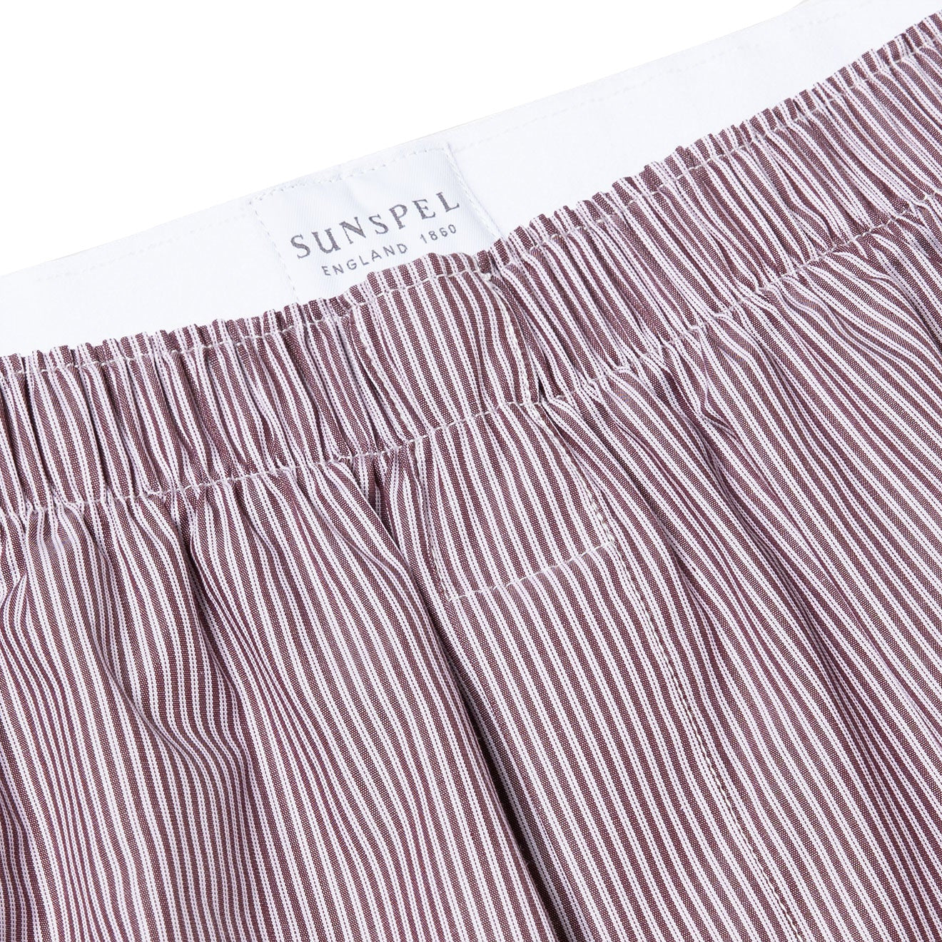 Sunspel Poplin Boxer Shorts Port / White Bar Stripe - The Sporting Lodge
