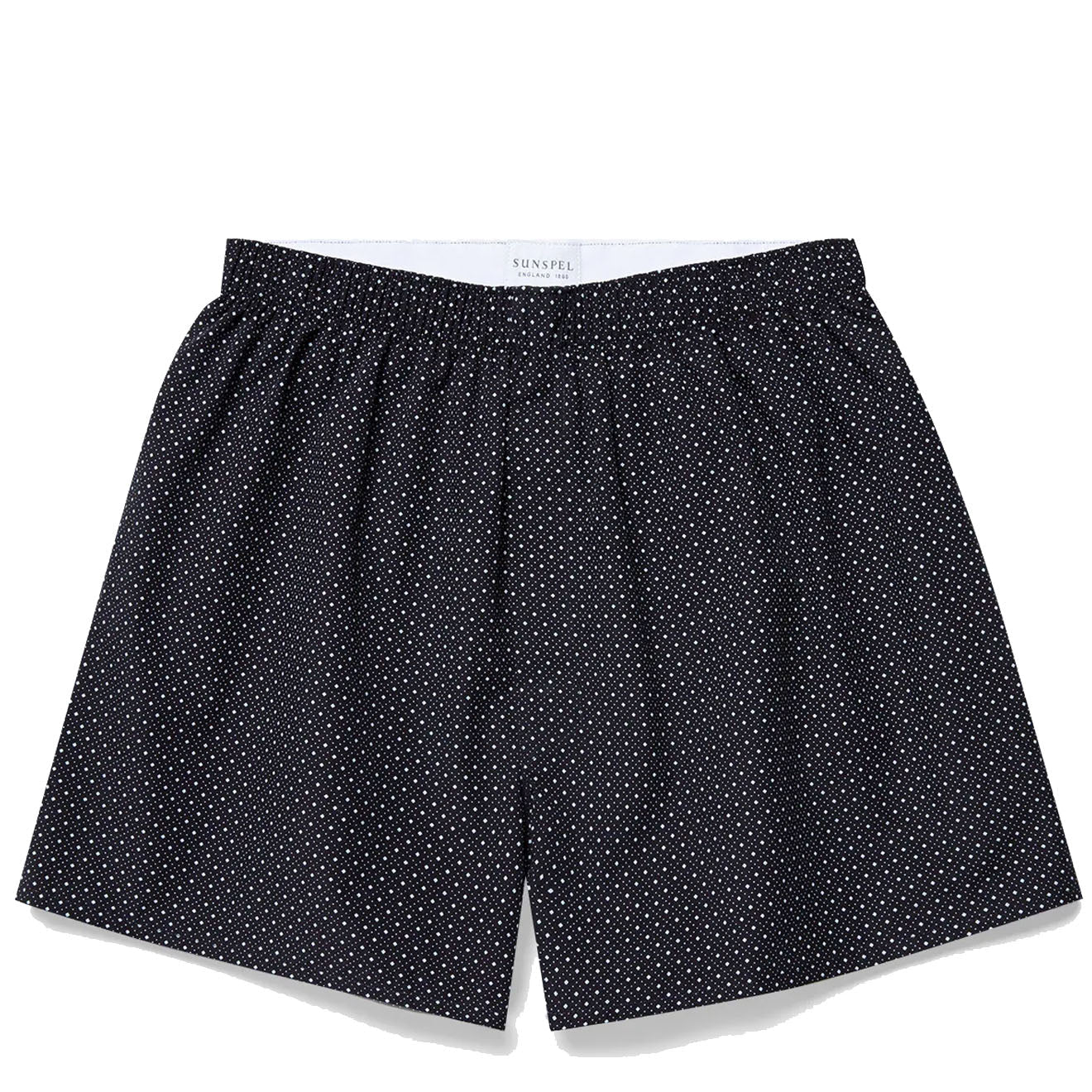 Sunspel Printed Boxer Short Navy Diamond Spot - The Sporting Lodge