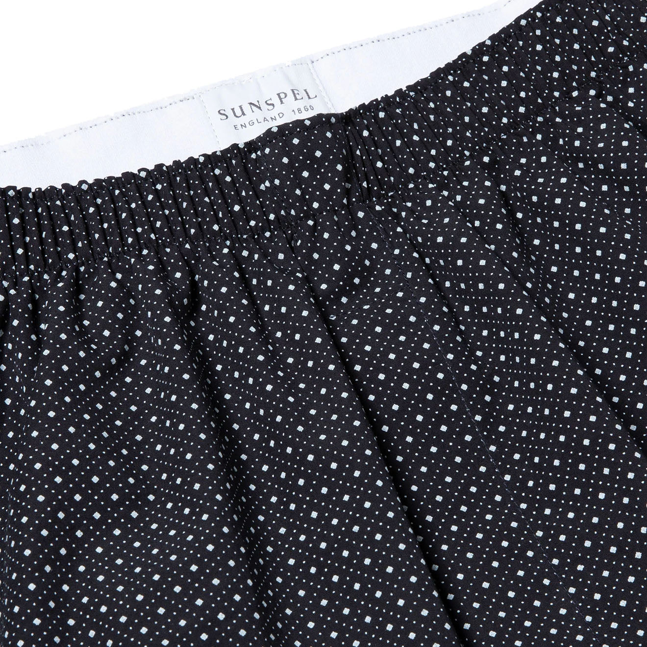Sunspel Printed Boxer Short Navy Diamond Spot - The Sporting Lodge