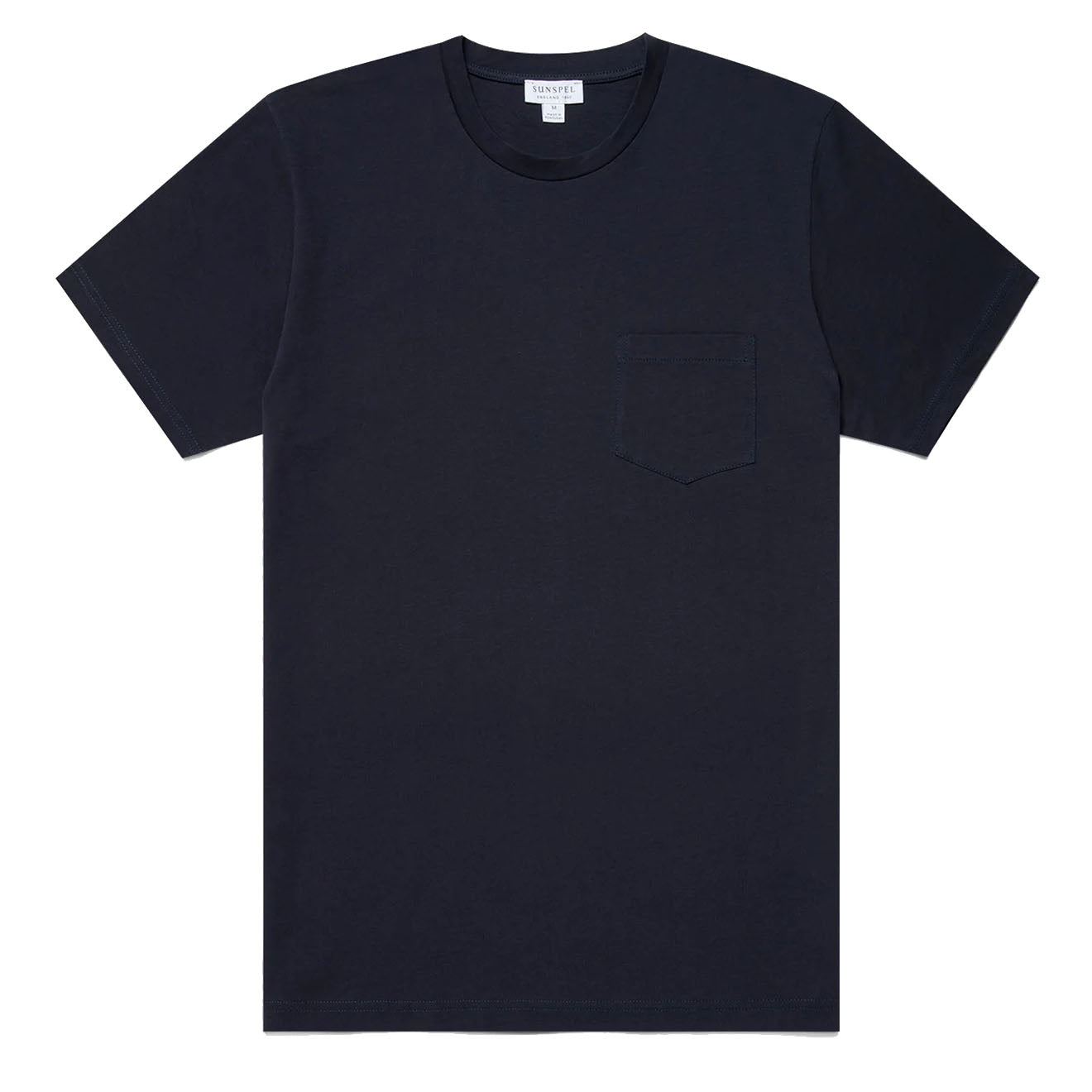 Sunspel Riviera Pocket Crew Neck T-Shirt Navy - The Sporting Lodge