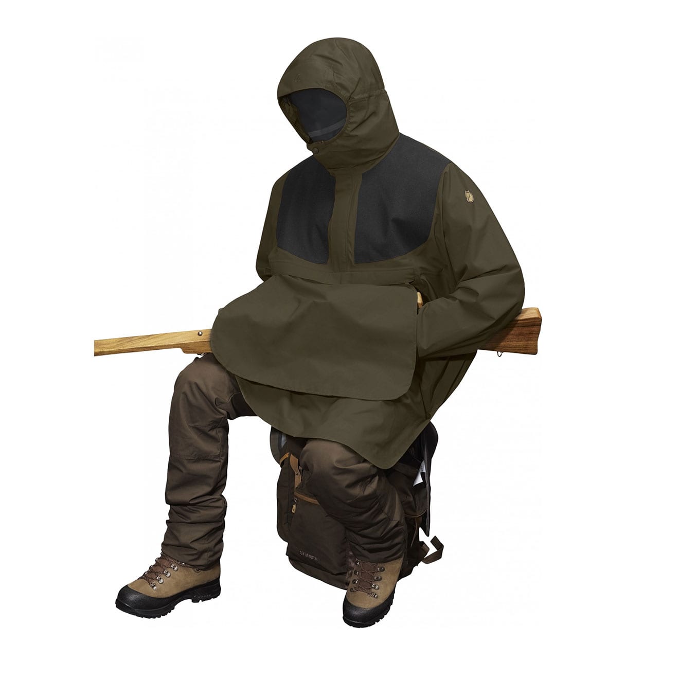 Fjallraven Lappland Eco Shell Poncho Dark Olive - The Sporting Lodge