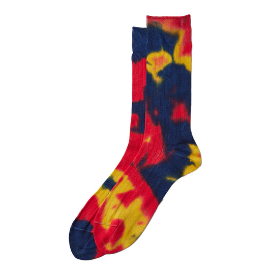 Rototo Chunky Ribbed Crew Socks Tie Red / Blue - The Sporting Lodge