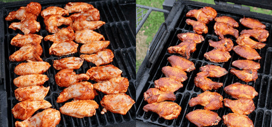 Honey BBQ wings close-up, featuring juicy and glazed chicken wings garnished with fresh herbs. Perfectly cooked for a sweet and savoury flavour.