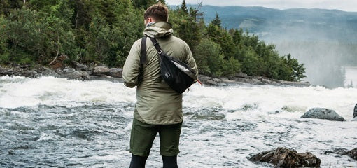 Walker by River Kitted out in Klattermussen Clothing and Backpack