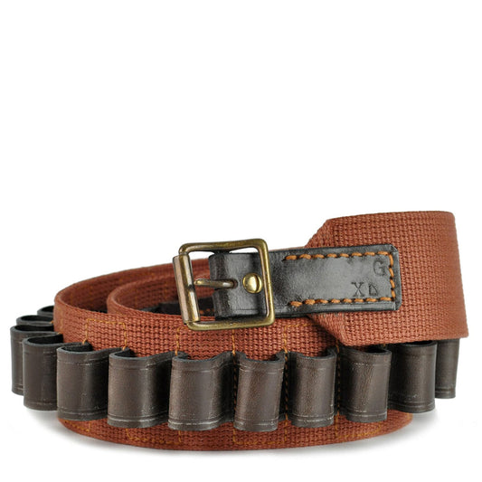 Brady Traditional English 12 Bore Web and Leather Belt Brown - The Sporting Lodge