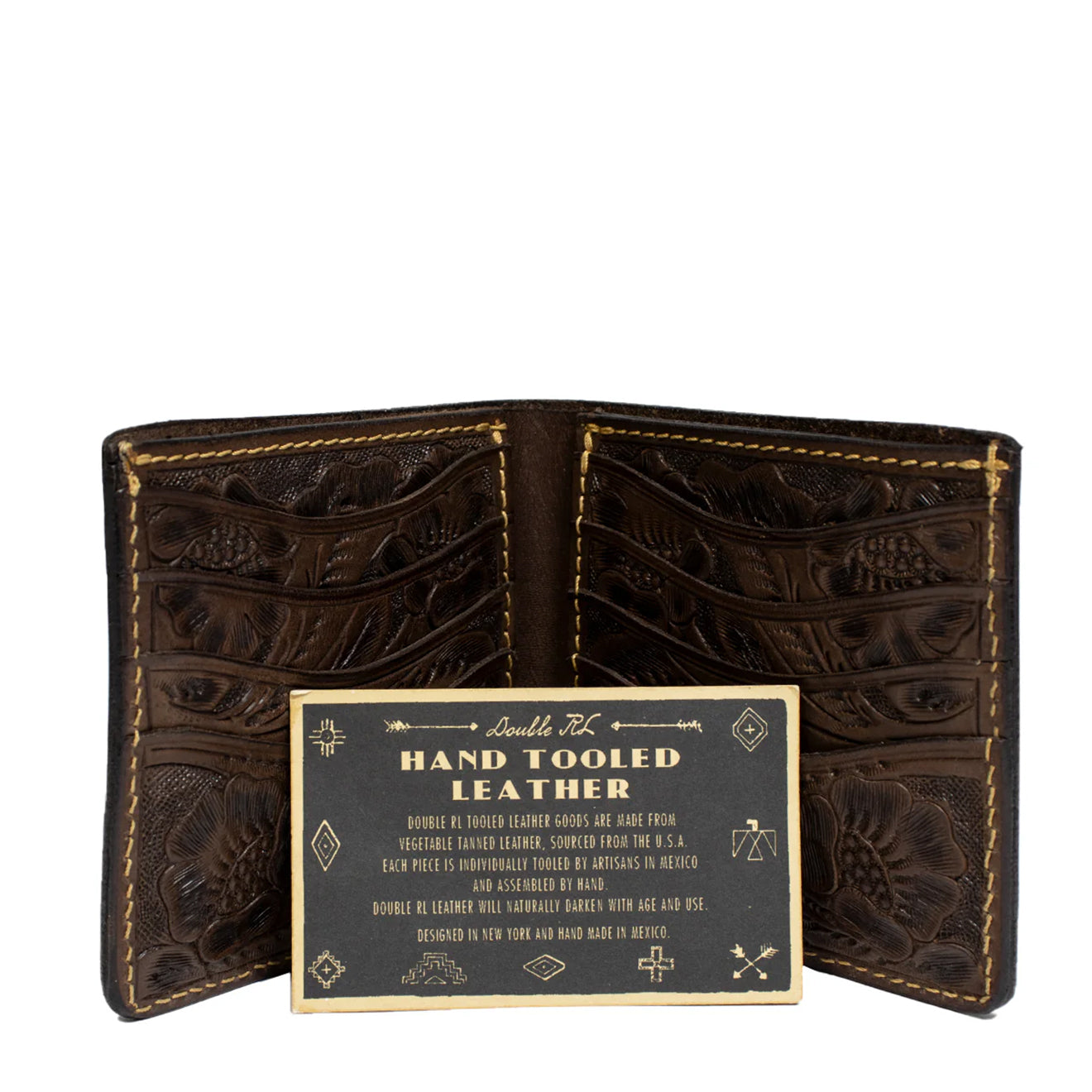 RRL by Ralph Lauren Hand Tooled Leather Billfold Wallet Brown | The ...