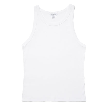 Sunspel Womens Ribbed Tank Top White - The Sporting Lodge