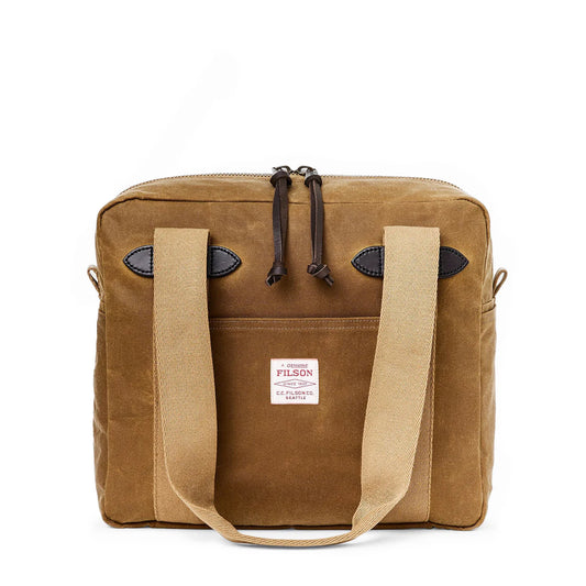 Filson Tin Cloth Tote Bag With Zipper Dark Tan