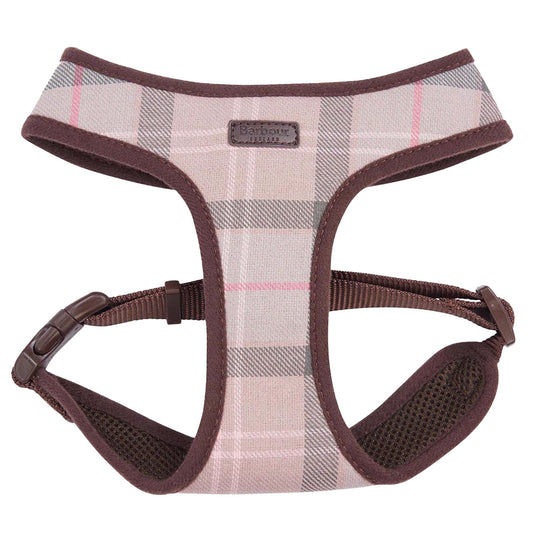 Barbour Tartan Dog Harness Taupe / Pink - The Sporting Lodge