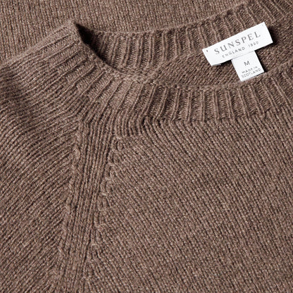 Sunspel Lambswool Crew Neck Knit Cedar - The Sporting Lodge