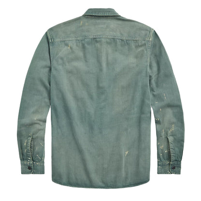 RRL by Ralph Lauren Distressed Twill Workshirt Service Green