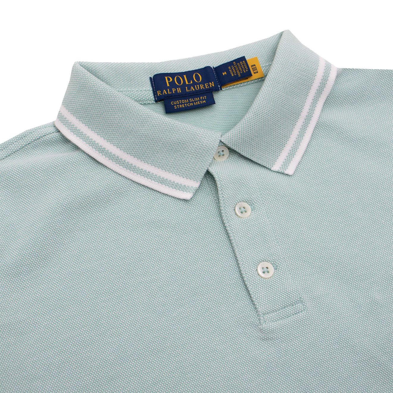 Polo Ralph Lauren Custom Slim Fit Contrast Polo Shirt Celadon / White - The Sporting Lodge