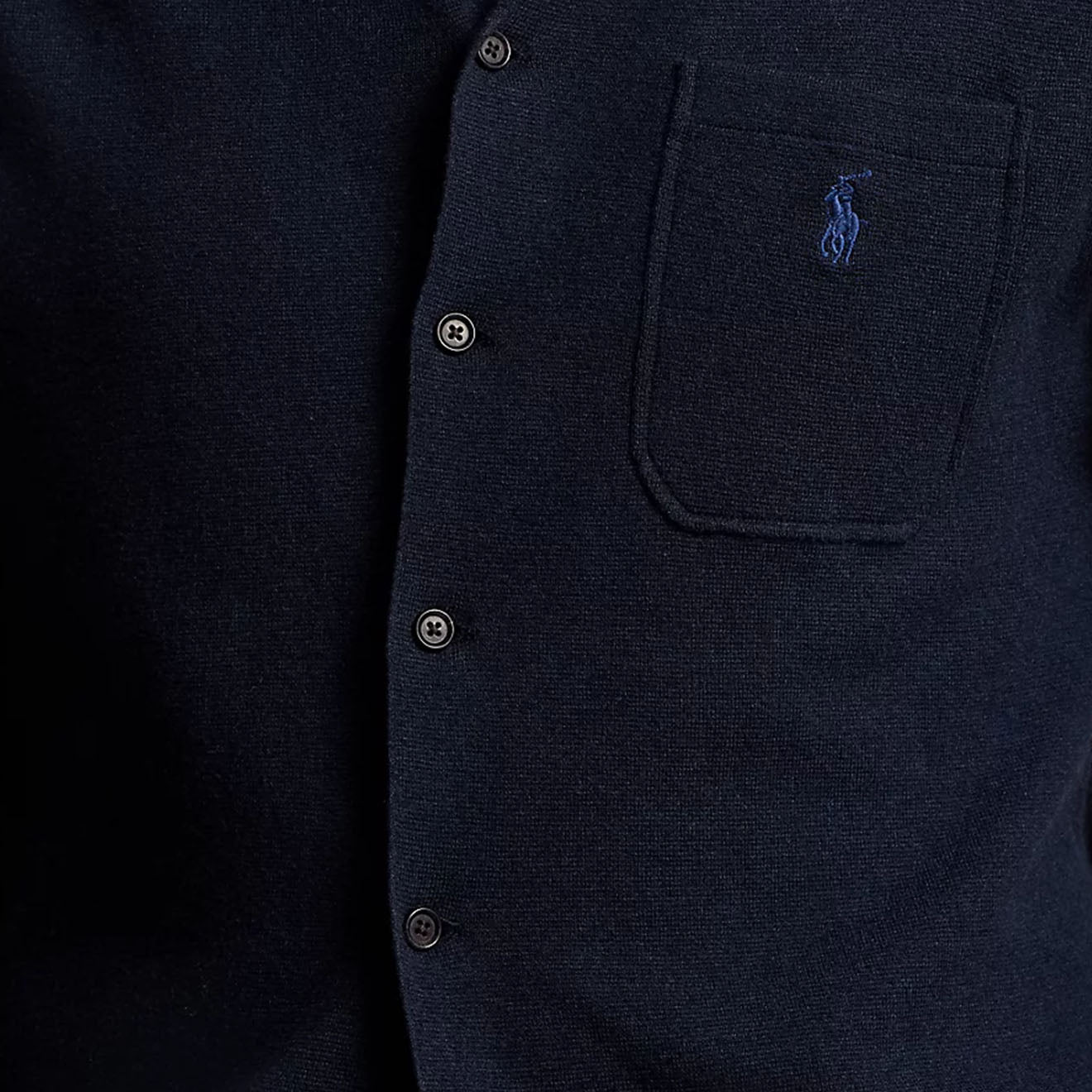 Polo Ralph Lauren Cotton Camp - Collar Jumper Navy Heather - The Sporting Lodge