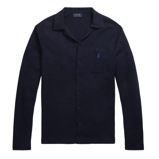 Polo Ralph Lauren Cotton Camp - Collar Jumper Navy Heather - The Sporting Lodge