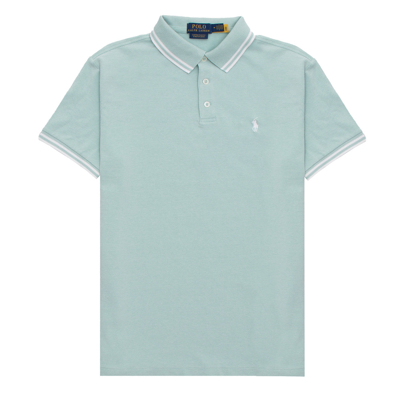 Polo Ralph Lauren Custom Slim Fit Contrast Polo Shirt Celadon / White - The Sporting Lodge