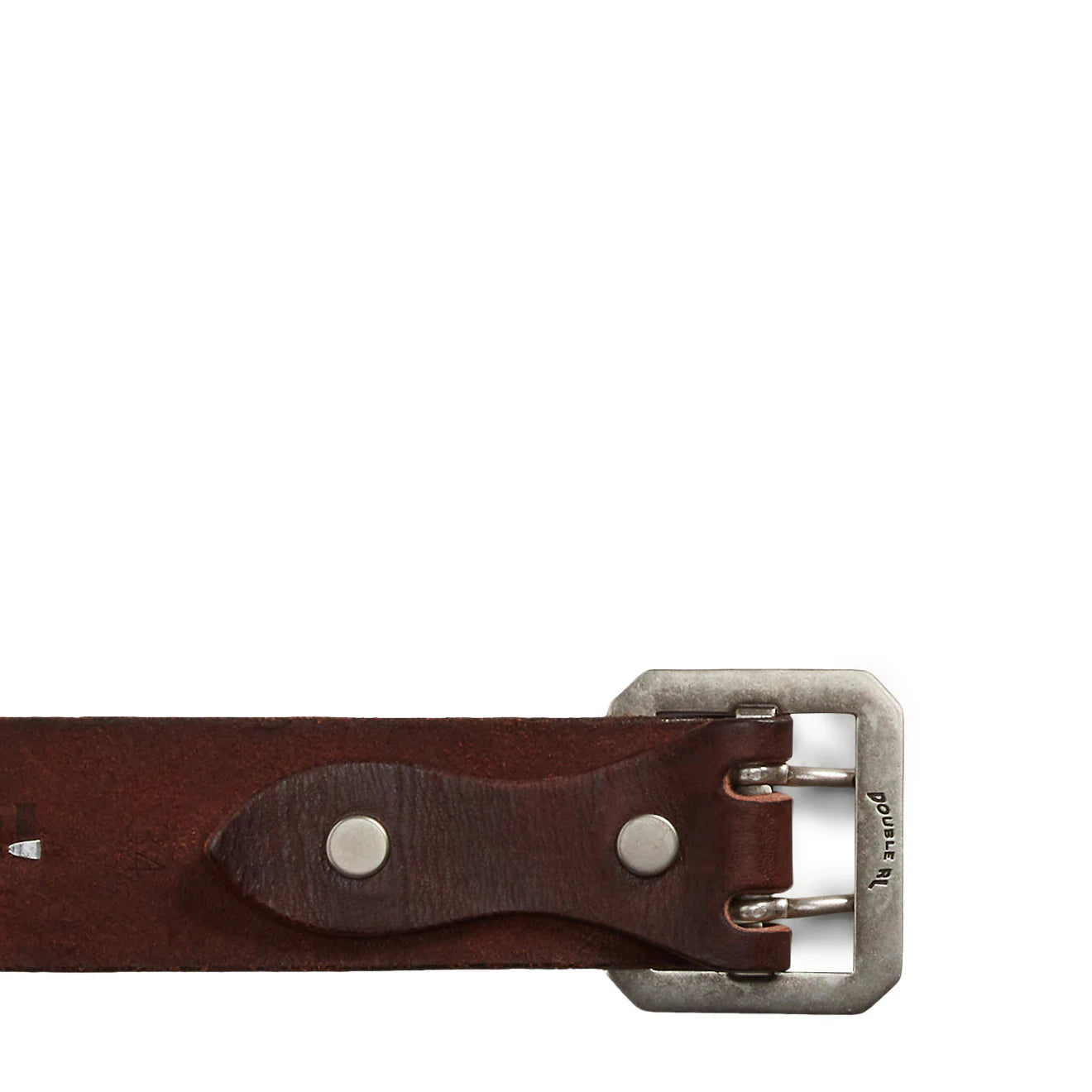 RRL by Ralph Lauren Studded-Logo Leather Belt Dark Brown - The Sporting Lodge