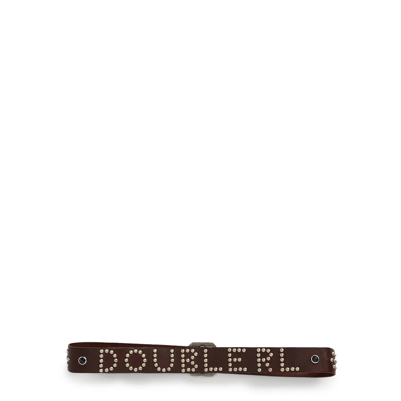 RRL by Ralph Lauren Studded-Logo Leather Belt Dark Brown - The Sporting Lodge
