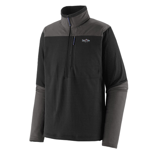 Patagonia Long-Sleeved R1 Fitz Roy 1/4-Zip Black - The Sporting Lodge
