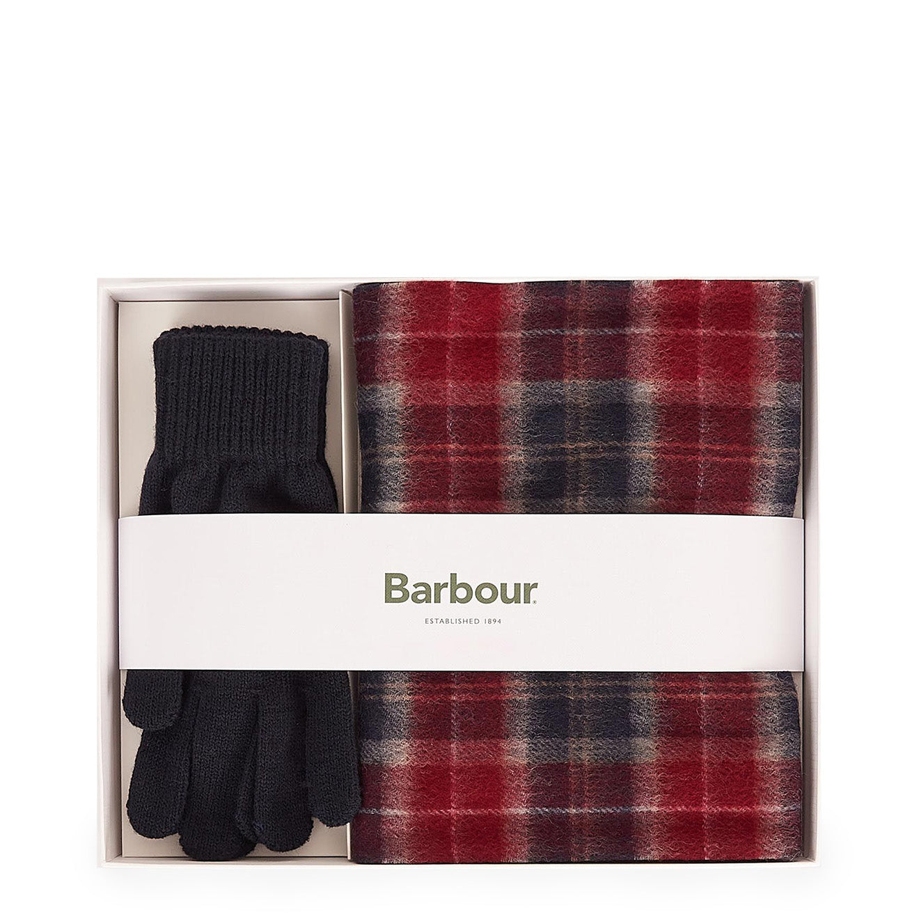 Barbour Tartan Scarf / Gloves Gift Set Cranberry - The Sporting Lodge
